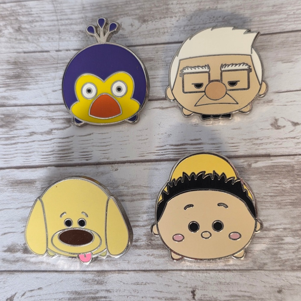 Disney Pixar Up Tsum Tsum Enamel Pin Set Carl Russell Dug Kevin 4pc Lot